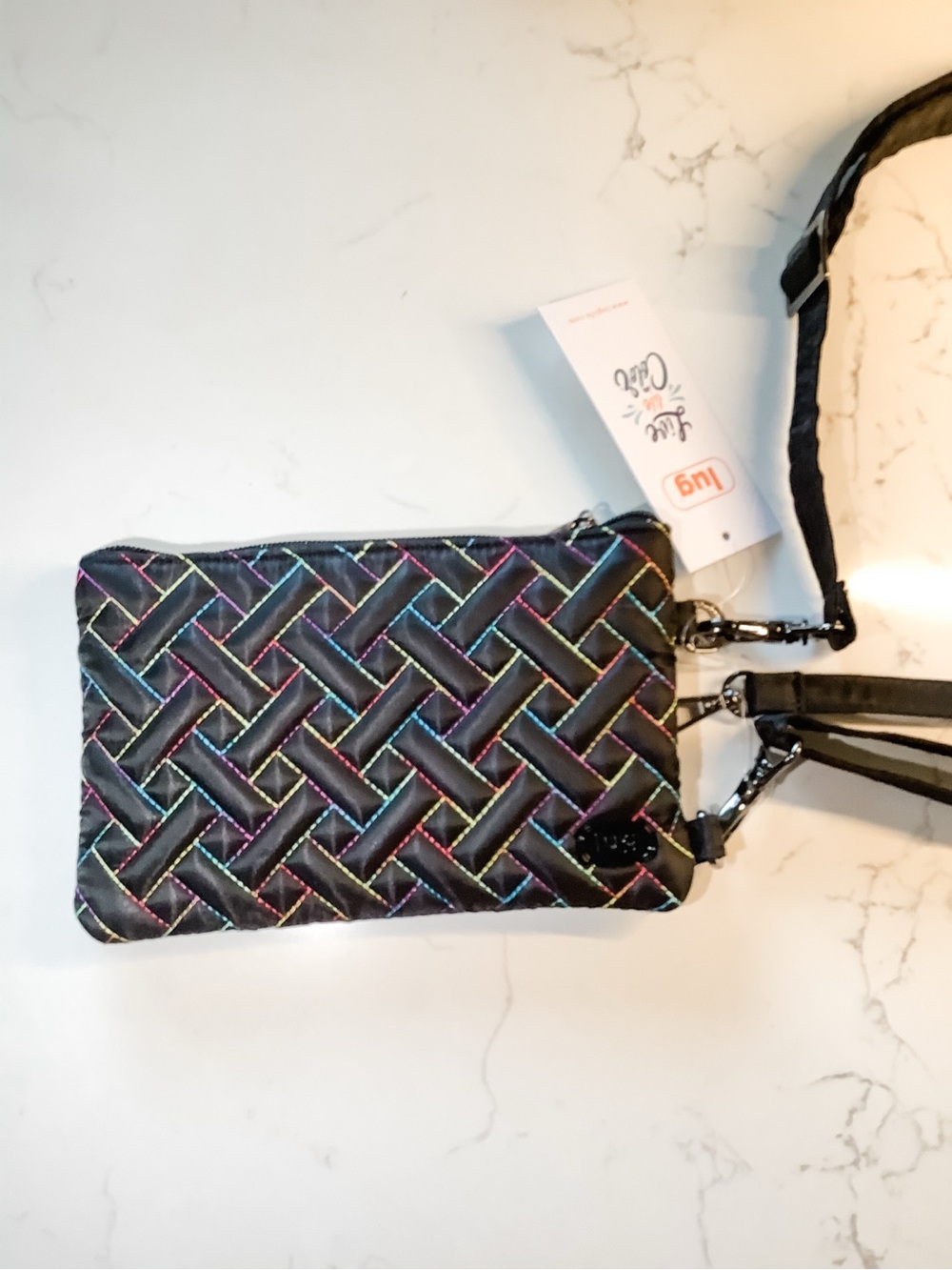 NWT Lug Peekaboo Wristlet Black with Rainbow - Picture 3 of 4